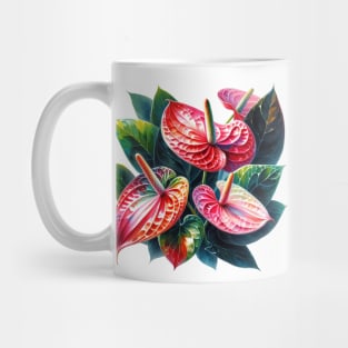 Vibrant Flamingo Flower Decor - Watercolor Flower Mug